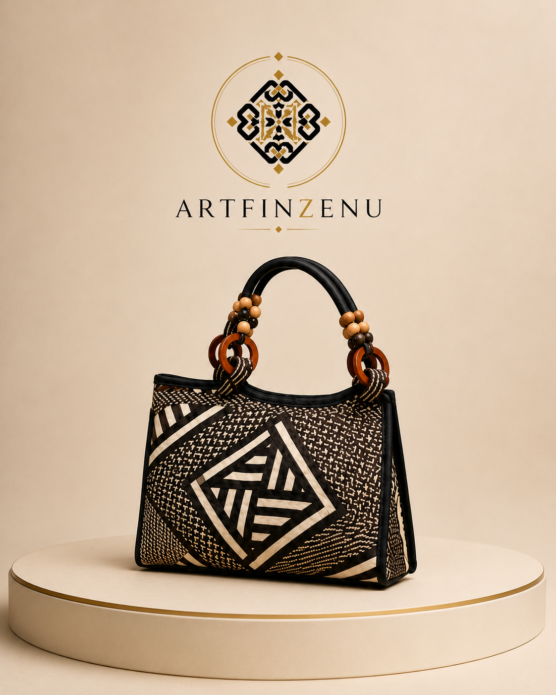 Bolso Rombo Blanco y Negro